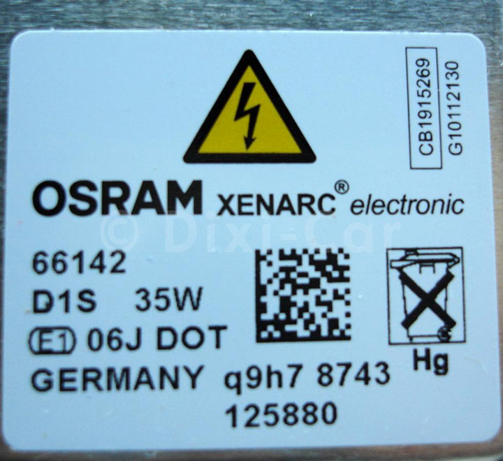 Etykieta ksenonowy żarnik D1S Osram Opel 35W