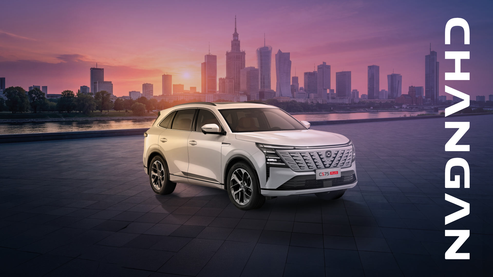 Changan CS 75 Plus, Warszawa o zachodzie słońca