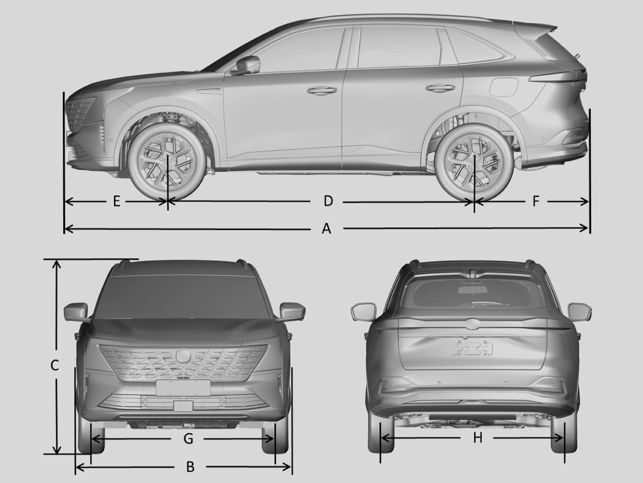 Wymiary nadwozia Changan CS75