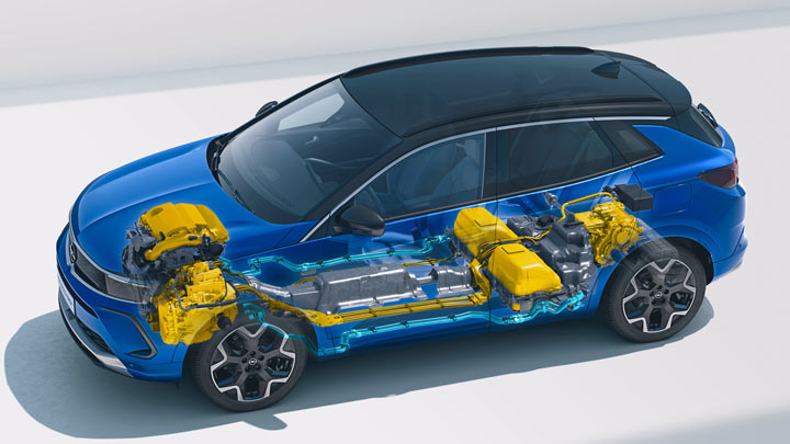 Przekrówj przez napędh Grandland hybryda PHEV 4WD