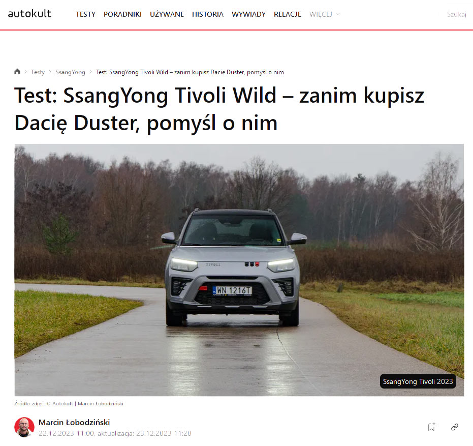 SsangYongTivoli vs Dacia Duster, test Autokult