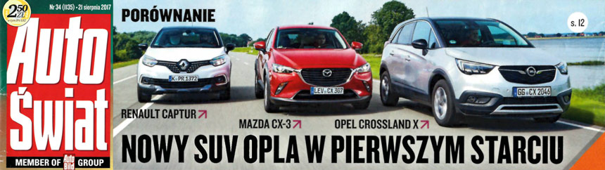 Test Auto Świat: Opel Crossland X, Mazda CX-3, Renault Captur