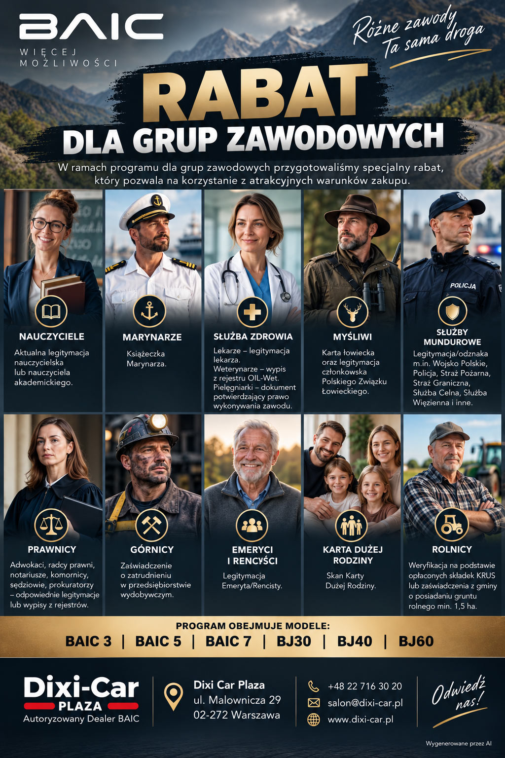 Zniżki BAIC dla Grup zawodowych