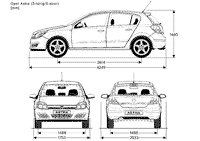 Wymiary Opel Astra III hatchback 5-drzw.