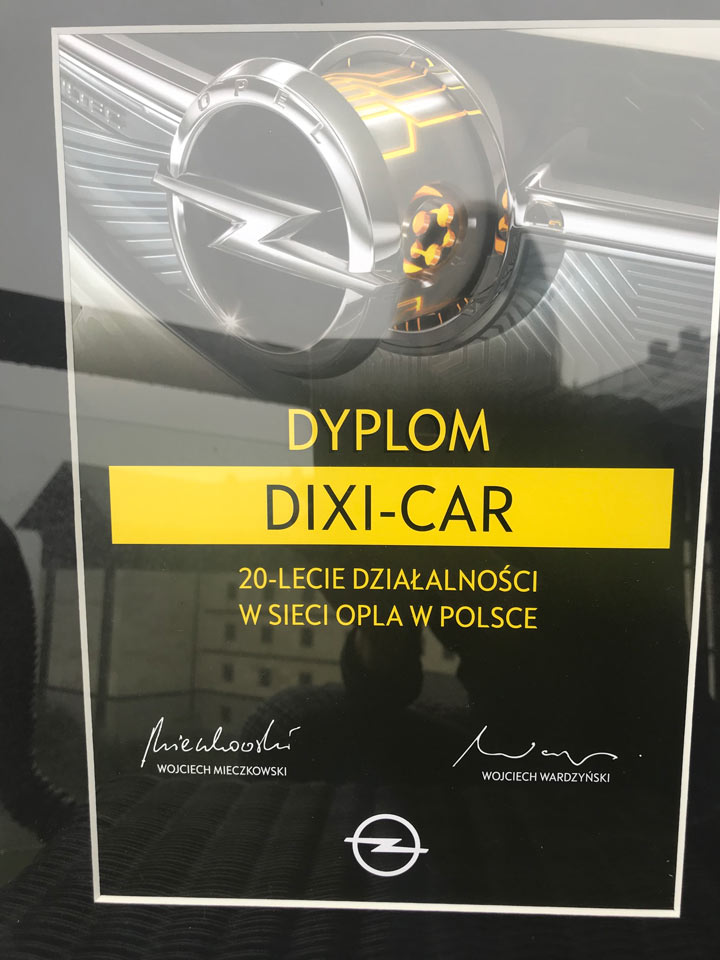 Dyplom Dixi-Car 20-lecie działalności w sieci Opel Wojciech Mieczkowski, Wojciech Wardzyński