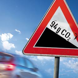 Znak drogowy - emisja CO2