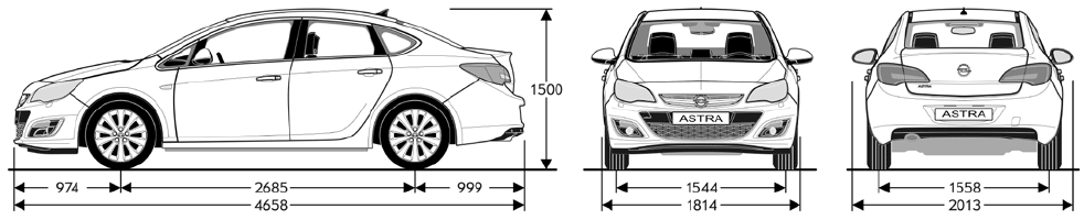 Opel Astra Sedan - wymiary nadwozia