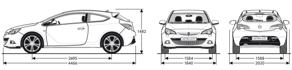 Opel Astra GTC (3-drzw.) - wymiary nadwozia