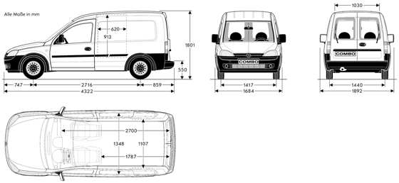 Opel Combo Van - wymiary nadwozia