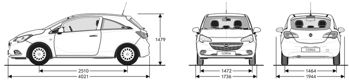Opel Corsa E Van - wymiary nadwozia