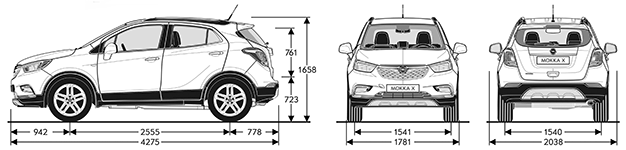 Opel MOKKA X - wymiary nadwozia