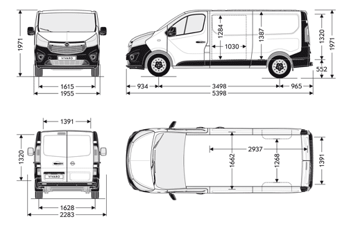 Vivaro Van Extra Long, wygłużony, rozmiary nadwozia