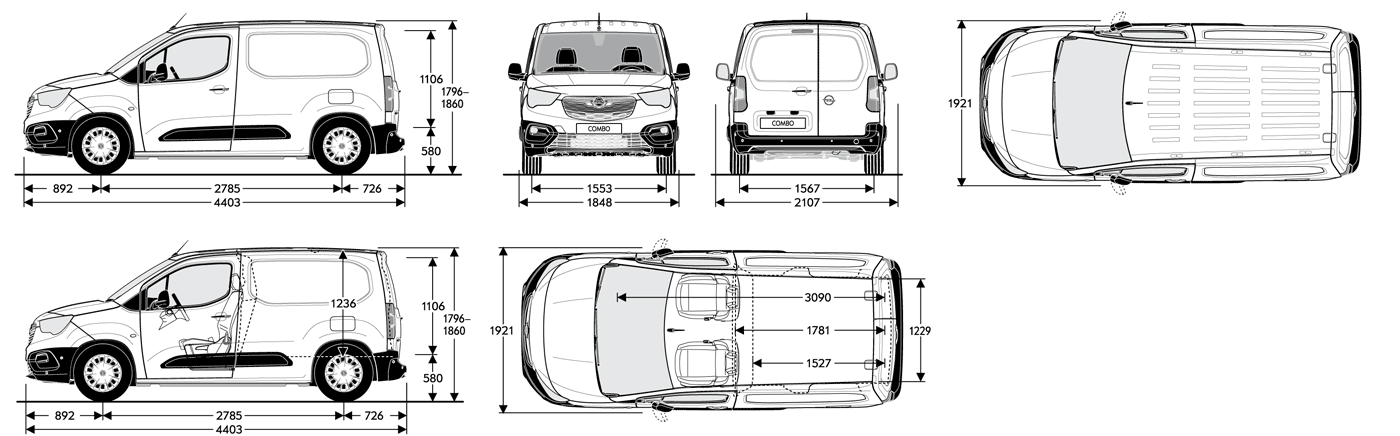 Wymiary nadwozia Opel Combo Cargo