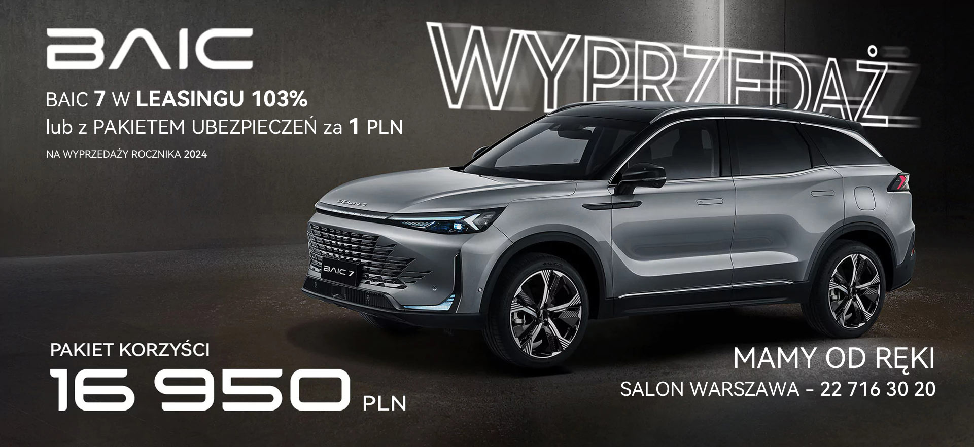 Wyprzedaż BAIC Beijing 7 wyprzedaż. Leasing 103% lub Ubezpieczenie za 1 zł