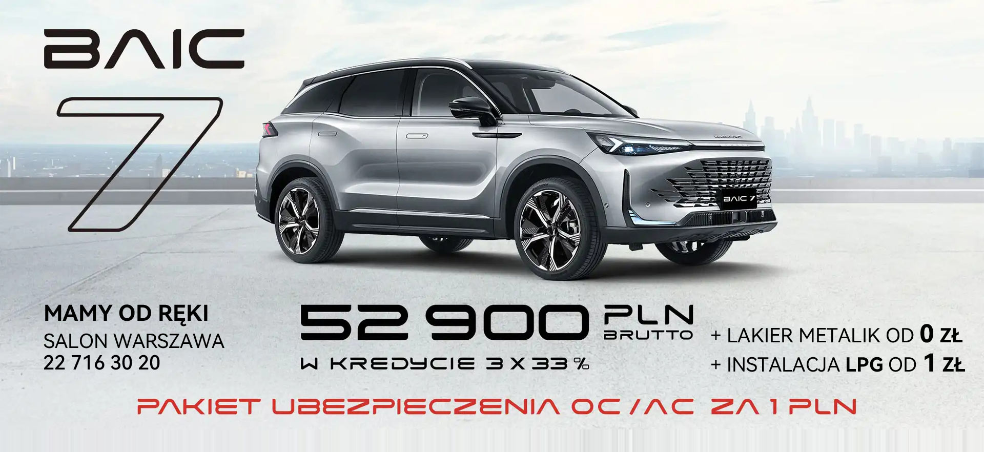BAIC Beijing 7 w kredycie 3x33% i Miesiąc Cudów BAIC