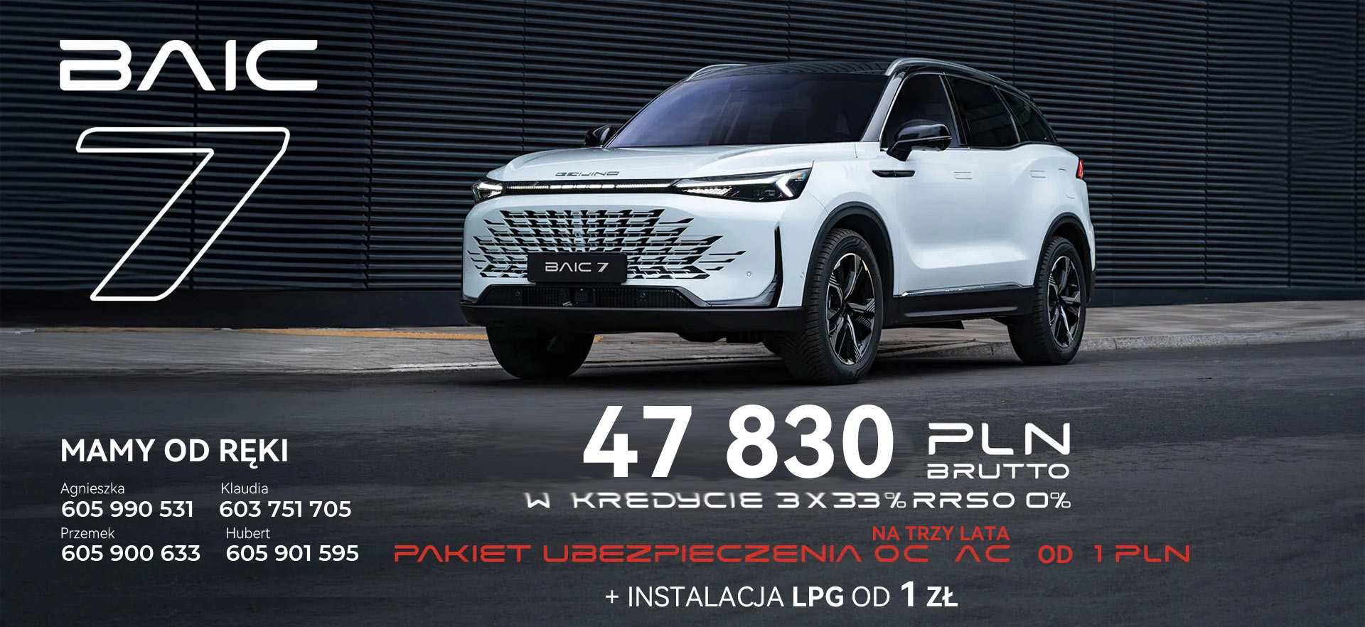 Wyprzedaż BAIC Beijing 7 w kredycie 3x33%