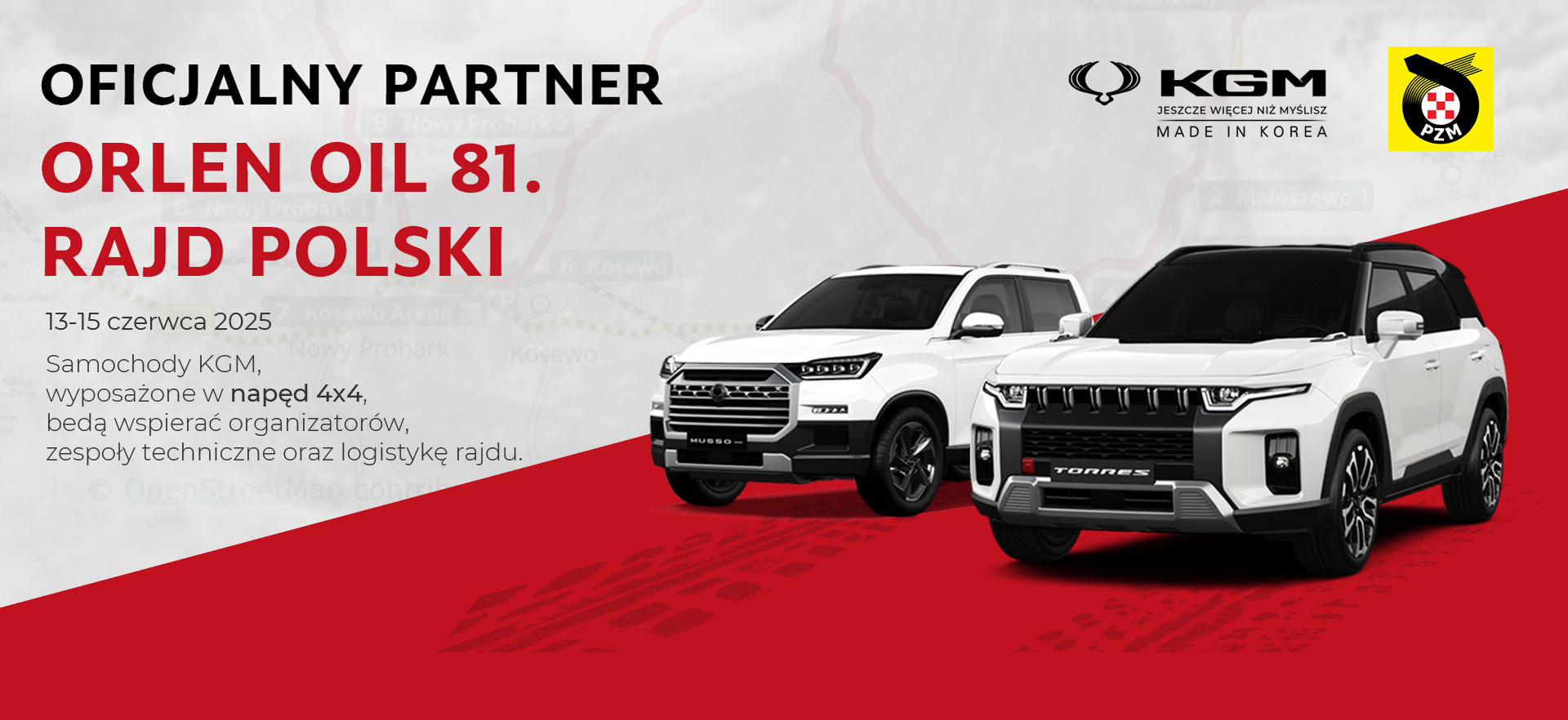 KGM SsangYong oficjalny partner Orlen Oil 81. Rajd Polski