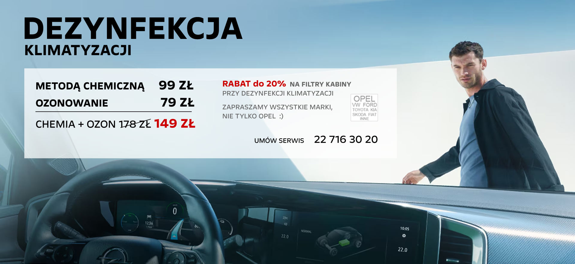 Promocja dezynfekcja klimatyzacji Opel. Rabat na filtry kabiny
