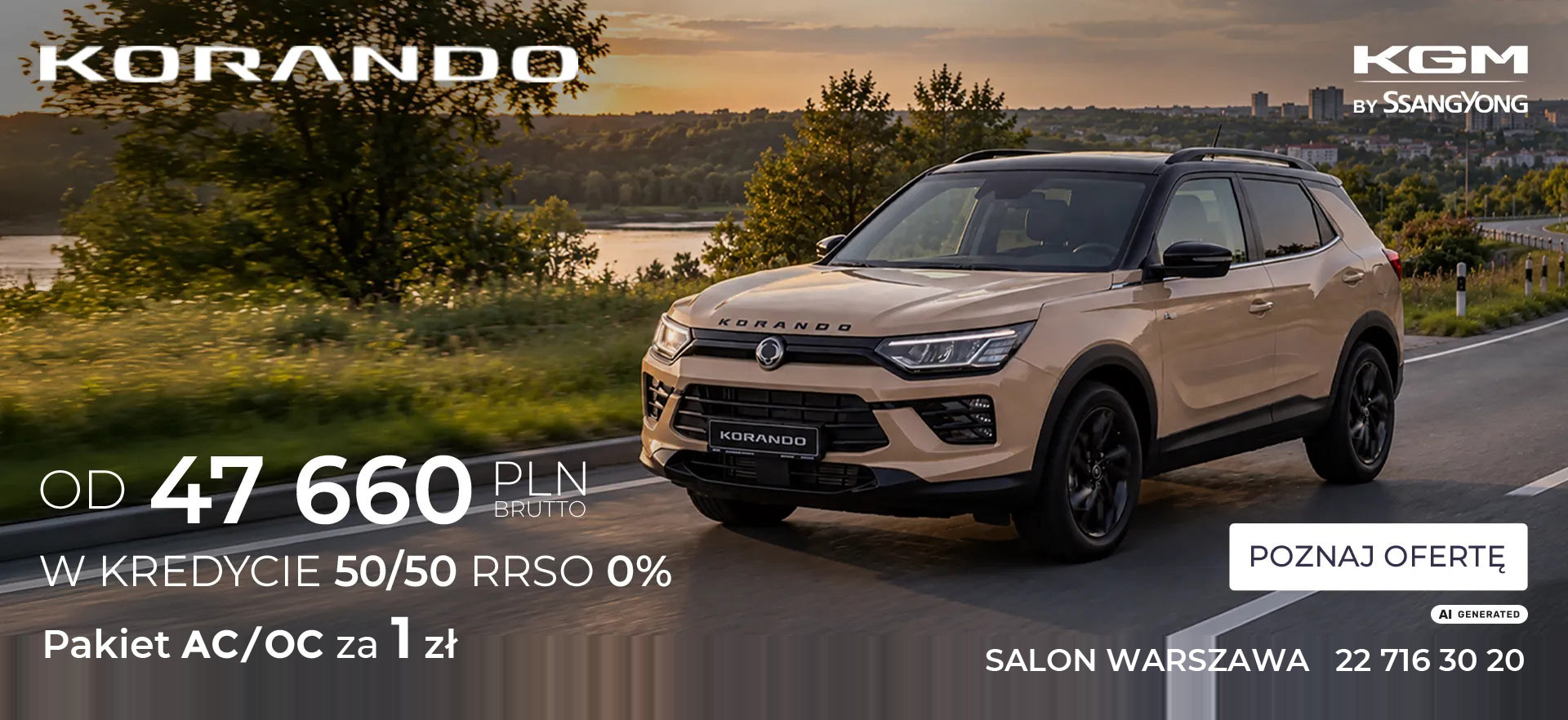 Rata kredytu 50/50 zero procent na nowe Korando