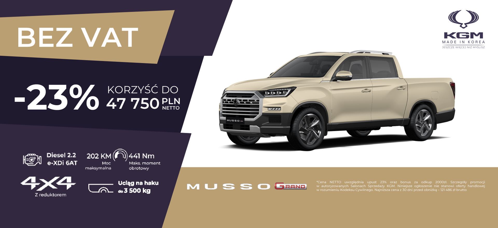 Wyprzedaż rocznika 2024 KGM SsangYong Musso Grand