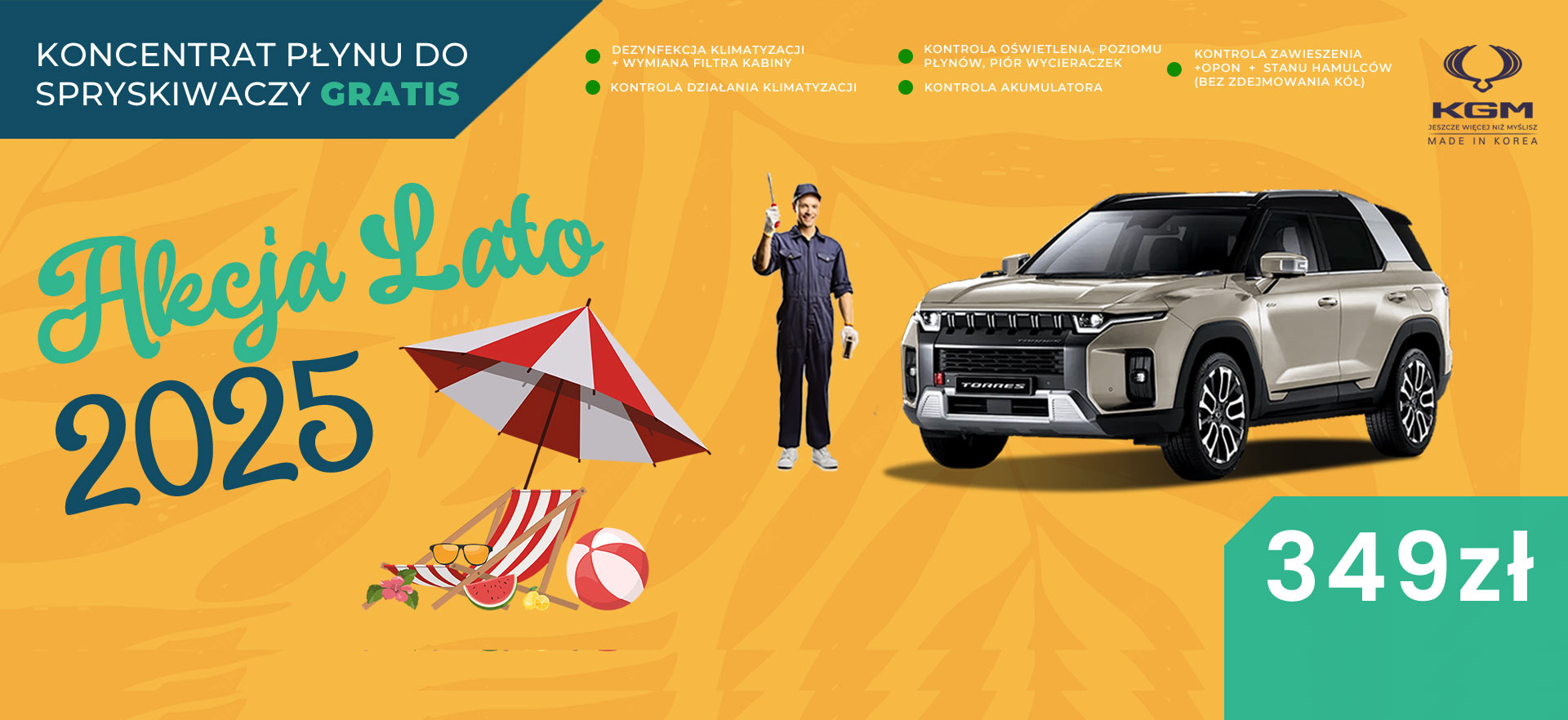 Urlopowy przegląd KGM SsangYong. Płyn do spryskiwacza gratis