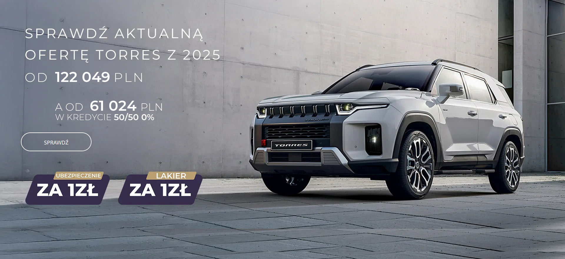SsangYong KGM Torres 2025 cena po upuście. Kredyt 50/50 0%. Lakier i Ubezpieczenie za 1 zł