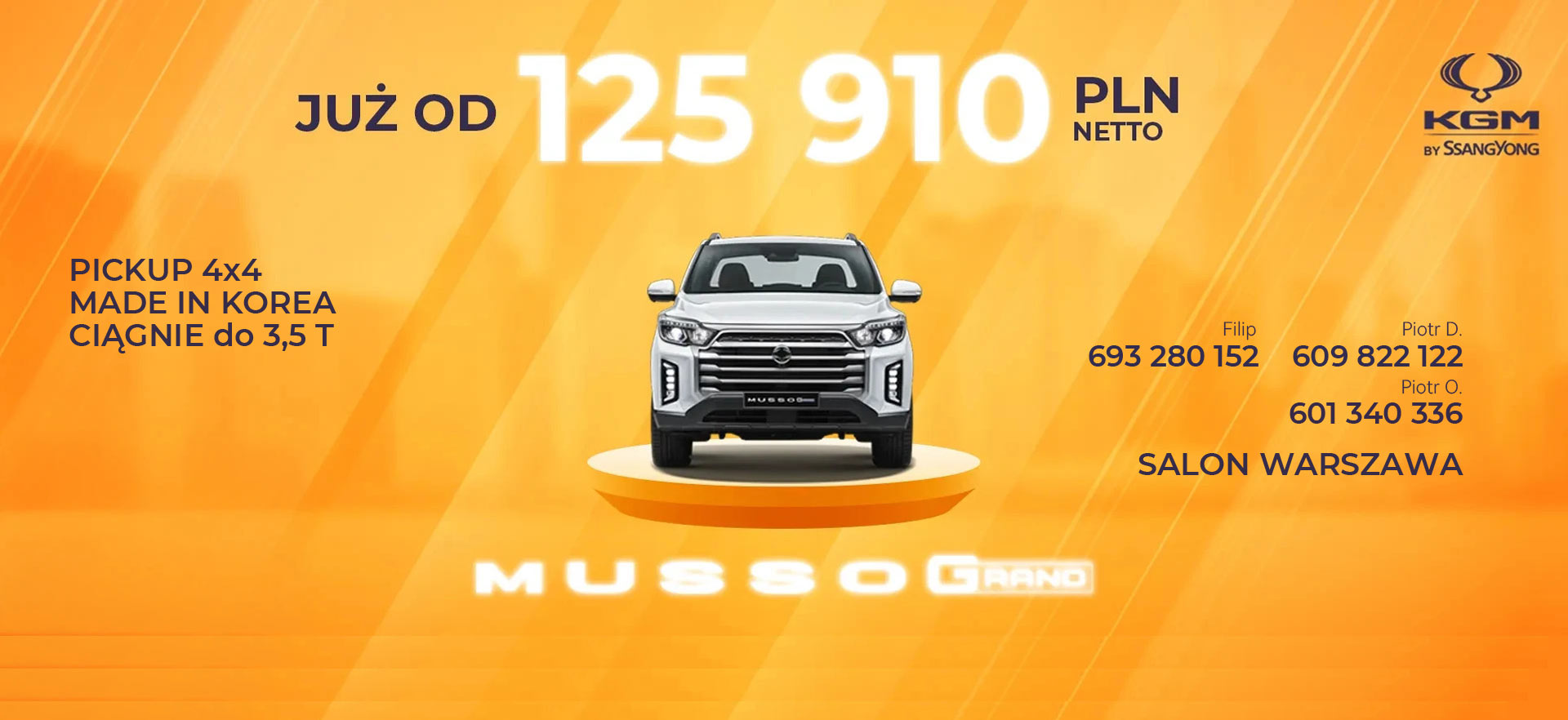 Wyprzedaż pick-up'a KGM Musso Grand z rocznika 2025