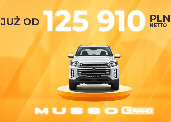 Wyprzedażowa cena pick-upa KGM SsangYong Musso Grand